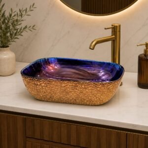 ART BOWL ENGRAVED PURPLE AND GOLD