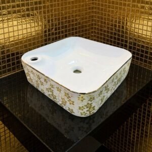 ART BOWL SQUARE WHITE ND GOLD