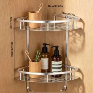 Stainless Steel CORNER DOUBLE SHELF Chrome – Premium
