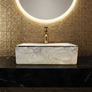 ART BOWL SQUARE WHITE ND GOLD