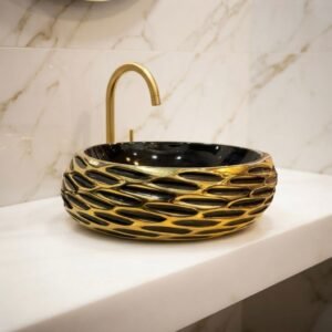 ART BOWL ENGRAVED ITALIAN BLACK AND GOLD