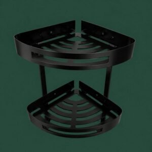Steel Corner Double Shelf Black – Premium STAINLESS STEEL