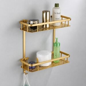 Stainless Steel Double Straight Shelf – Golden Finish