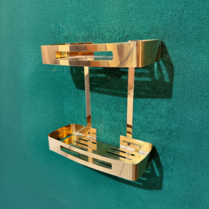 Stainless Steel Double Straight Shelf – Golden Finish