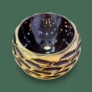 ART BOWL ENGRAVED ITALIAN BLACK AND GOLD