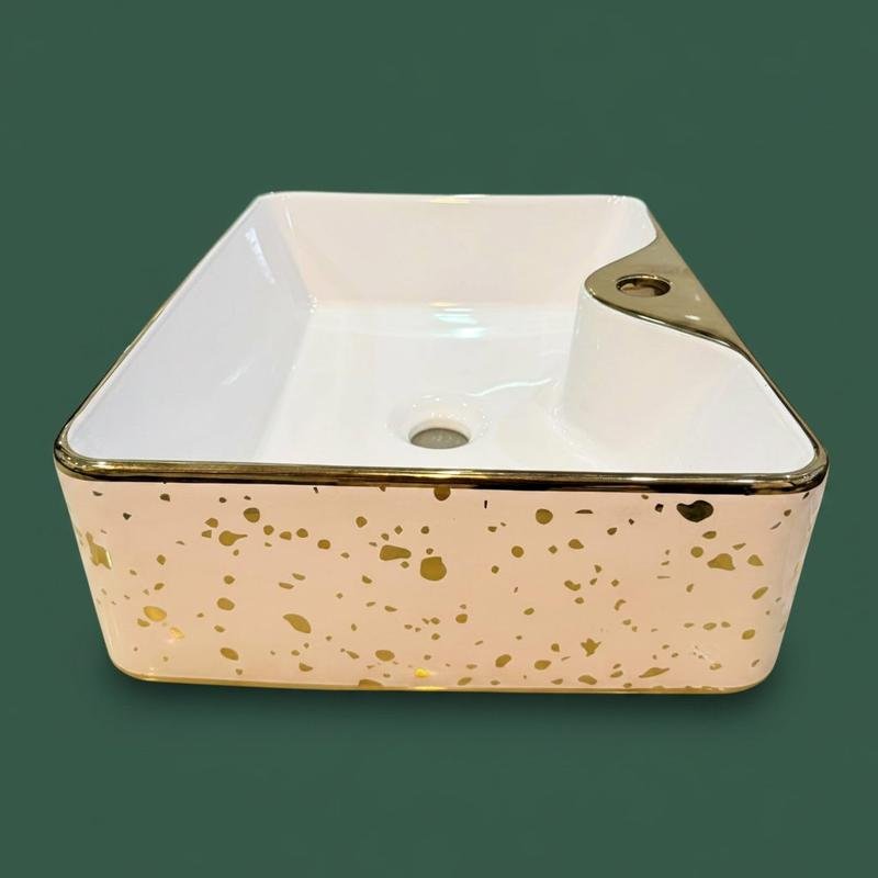 ART BOWL SQUARE WHITE ND GOLD - Image 3