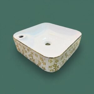 ART BOWL SQUARE WHITE ND GOLD