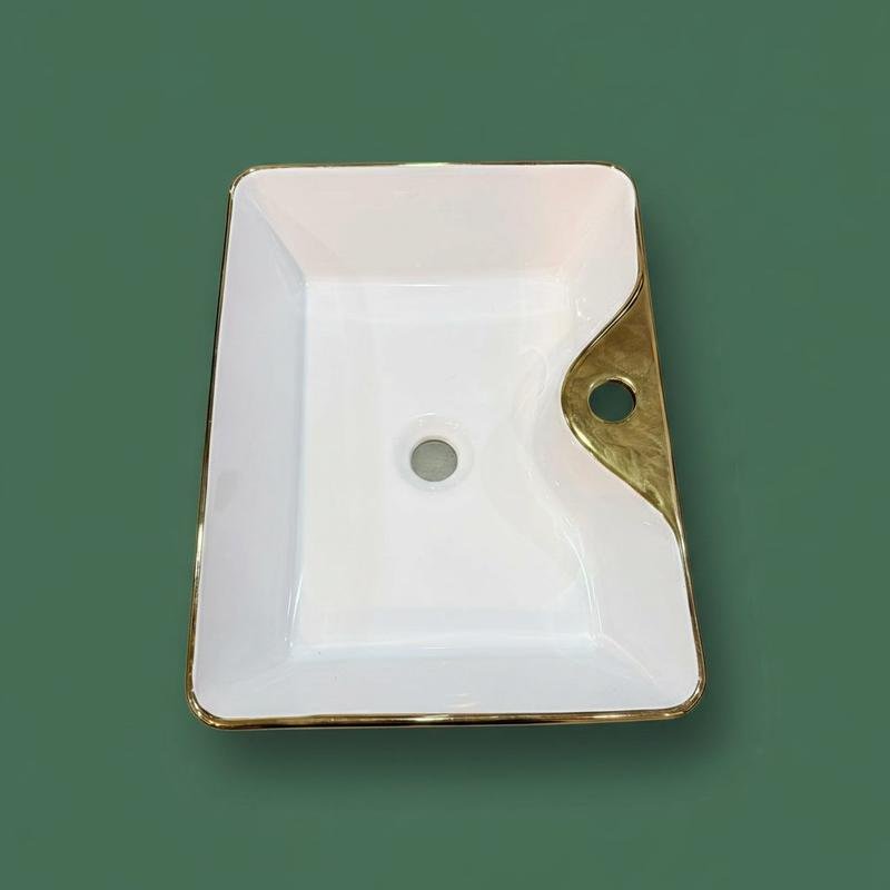 ART BOWL SQUARE WHITE ND GOLD - Image 2