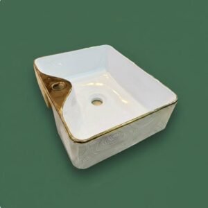ART BOWL SQUARE WHITE ND GOLD