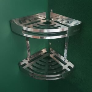 Stainless Steel CORNER DOUBLE SHELF Chrome – Premium