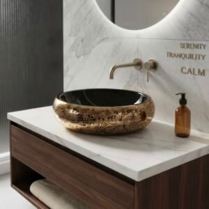 ART BOWL SEQUARE SHAPED BLACK ND GOLD