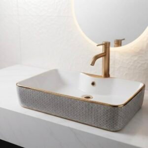 ART BOWL SQUARE WHITE ND GOLD