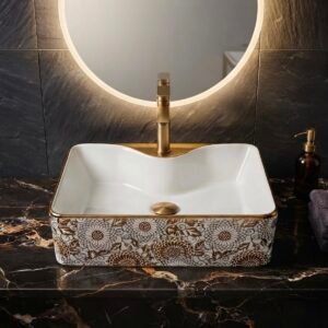 ART BOWL SQUARE WHITE ND GOLD