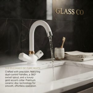 Complete Shower Set White & Gold