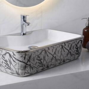 ART BOWL SQUARE WHITE ND SILVER